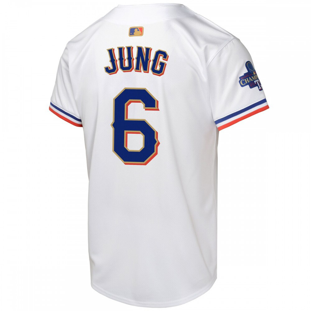 Josh Jung Texas Rangers Youth 2024 Gold Collection Limited Player Jersey – White-Pro Kit Vault | Brand New 26/27 Sports Jerseys